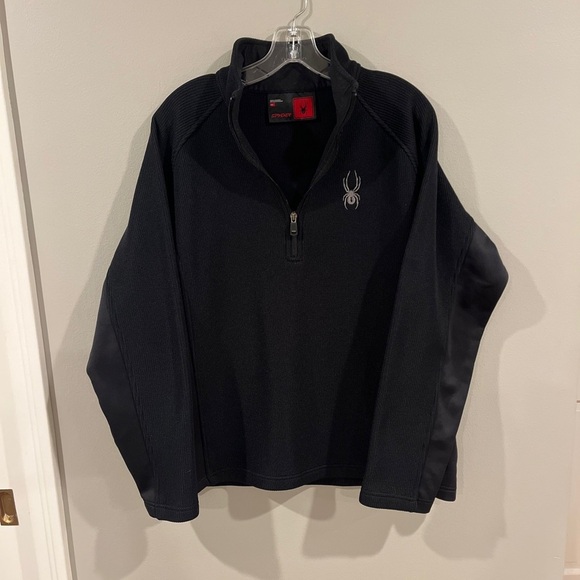 Spyder Sweater Mens Large Long Sleeve 1/4 Zip Neck Black  Winter Casual Jacket - Picture 3 of 7